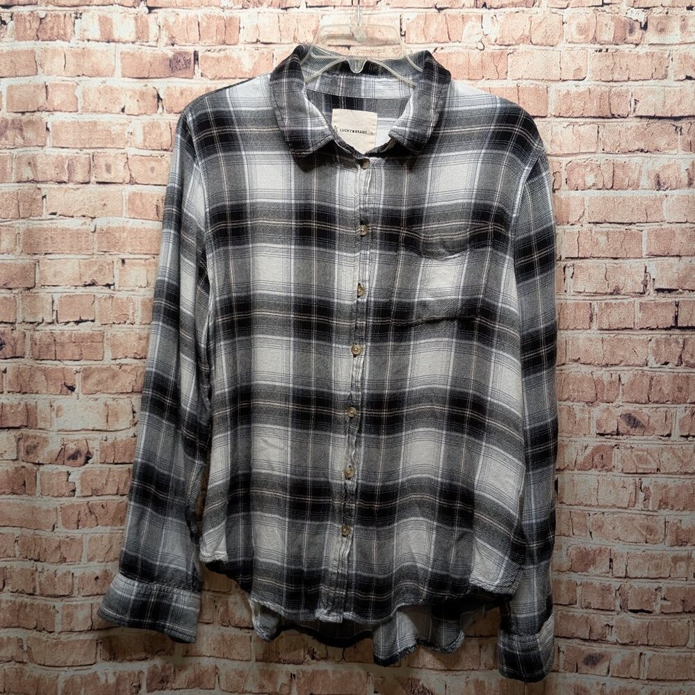 Lucky Brand Flannel Button Down Light Weight  Size Small